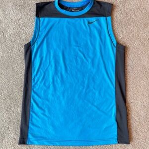 NWOT Nike Youth Turquoise w Gray Mesh-like Panels Sleeveless Dri-Fit Tee